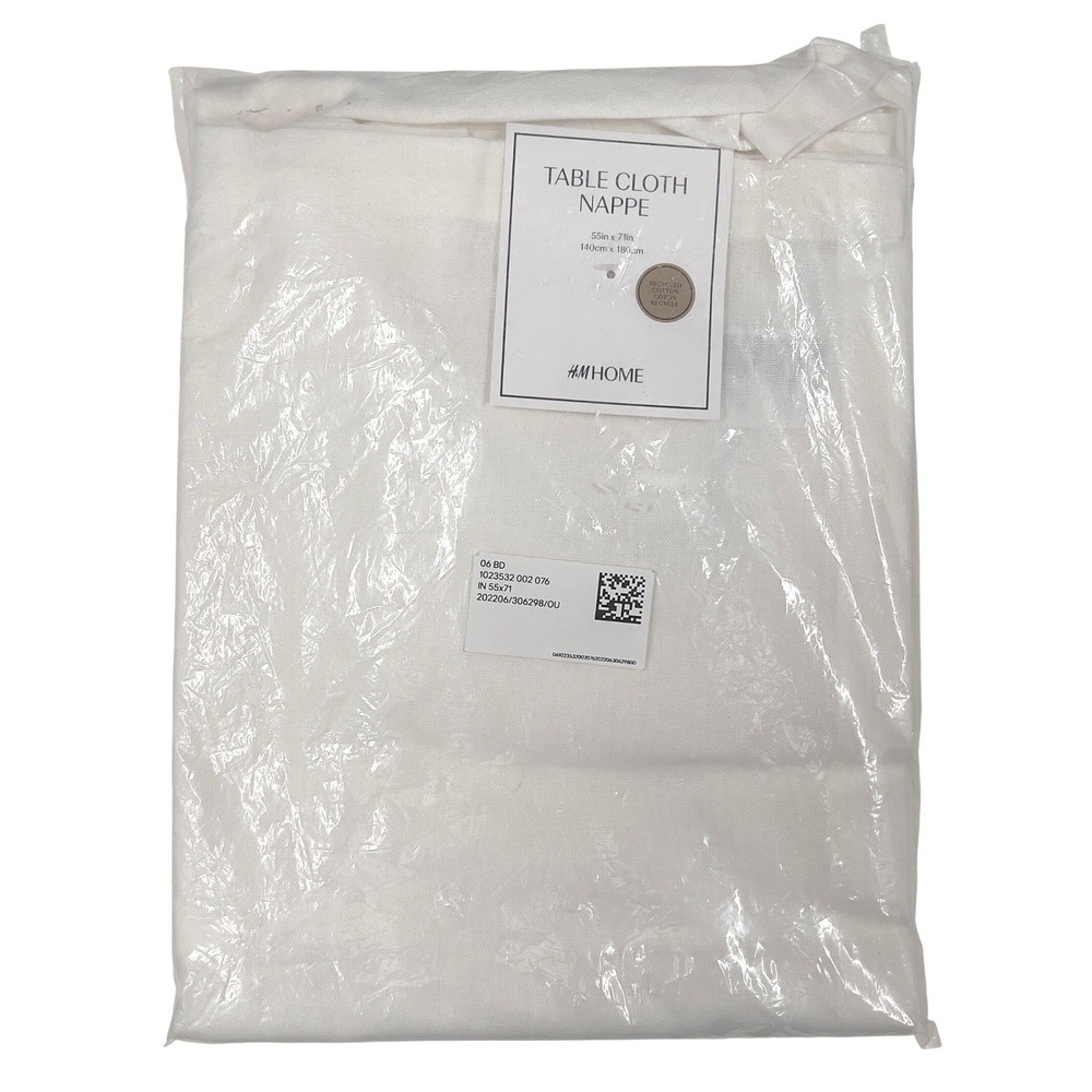 H&M Home White Recycled‎ Cotton Tablecloth 50x78 Rectangular